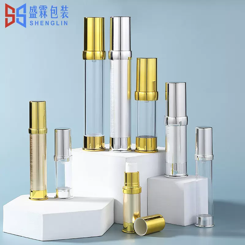 现货5ml-30ml真空按压瓶真空喷雾瓶 AS真空乳液分装瓶电镀真空瓶