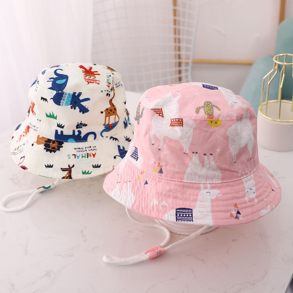 Unisex Cotton Baby Bucket Hat Spring Summer Animal Pattern_voghion.com