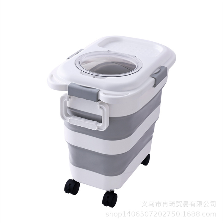 2026 barril de arroz transfronterizo casero sellado barril de almacenamiento de grano plegable alimento para gatos alimento para perros tanque de arroz caja de almacenamiento de harina image 39