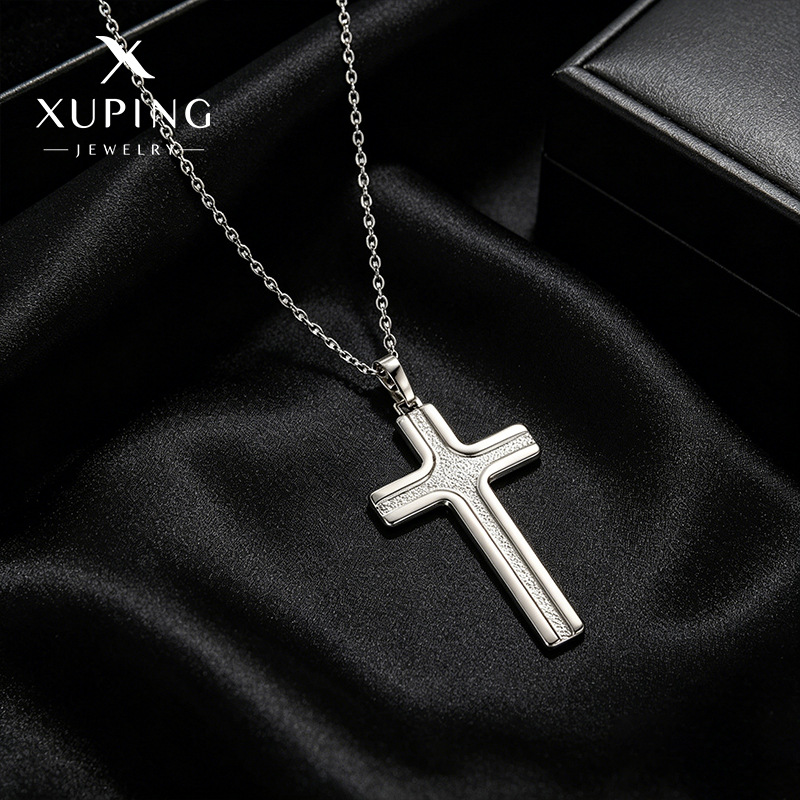 Xuping personalidad transfronteriza europea y americana fría estilo masculino collar de cruz colgante moda collares hip-hop al por mayor
