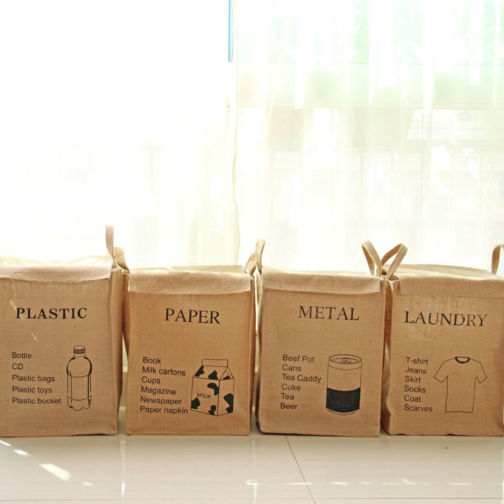 Caja de almacenamiento de yute natural, tela, canasta de ropa sucia, almacenamiento, clasificación de artículos diversos, bolsa de almacenamiento con conexión de velcro 0049