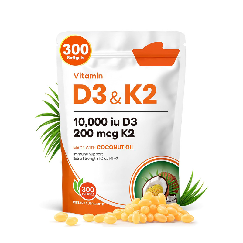 跨境300粒初榨椰子油软胶囊D3K2补充剂Coconut Oil Softgels直发|undefined