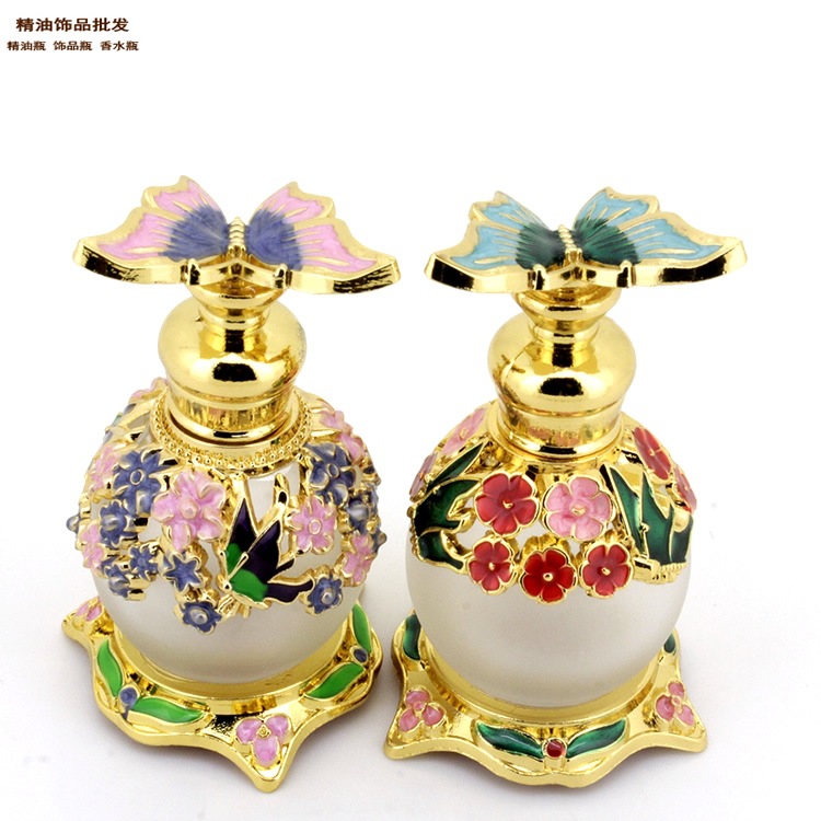 精油饰品网15ml大底球形繁花款蝴蝶盖香水瓶摆件全图1.jp