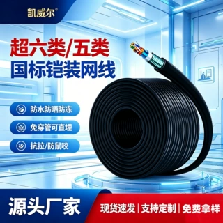 定制六类铠装网线cat6阻燃无氧铜单屏蔽室外防水防鼠咬工程网络线
