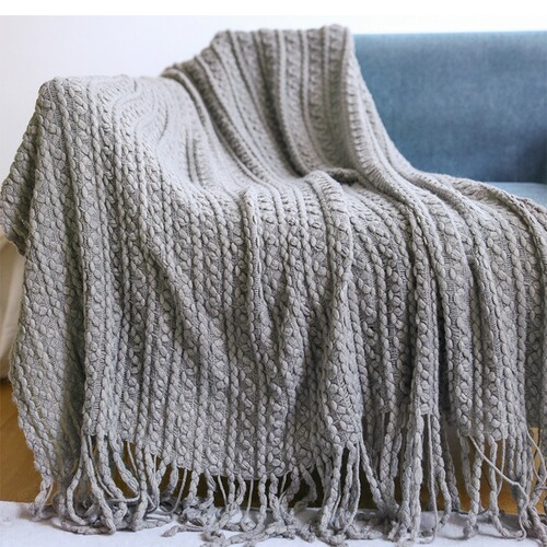Sofa blanket knitted blanket Nordic sofa towel cover tassel wool blanket air conditioning blanket nap blanket bedside blanket