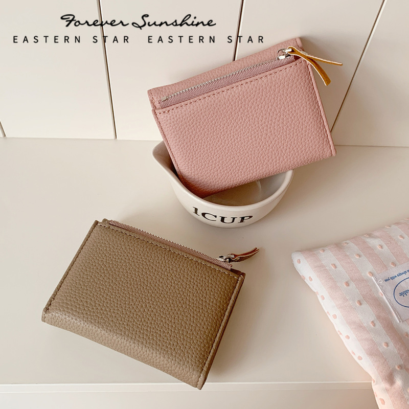 本革の質感和風財布女性 70% off クレジットカードバッグ折りたたみカードホルダー pu ライチ柄ジッパーコインポケット女性|undefined