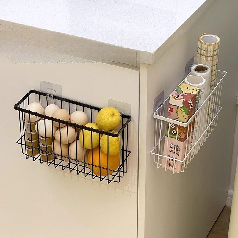 Magnetic refrigerator storage rack, no-drill wall-mounted plastic wrap storage box for kitchen, wall-mounted, no-nail storage for ice in the living room
