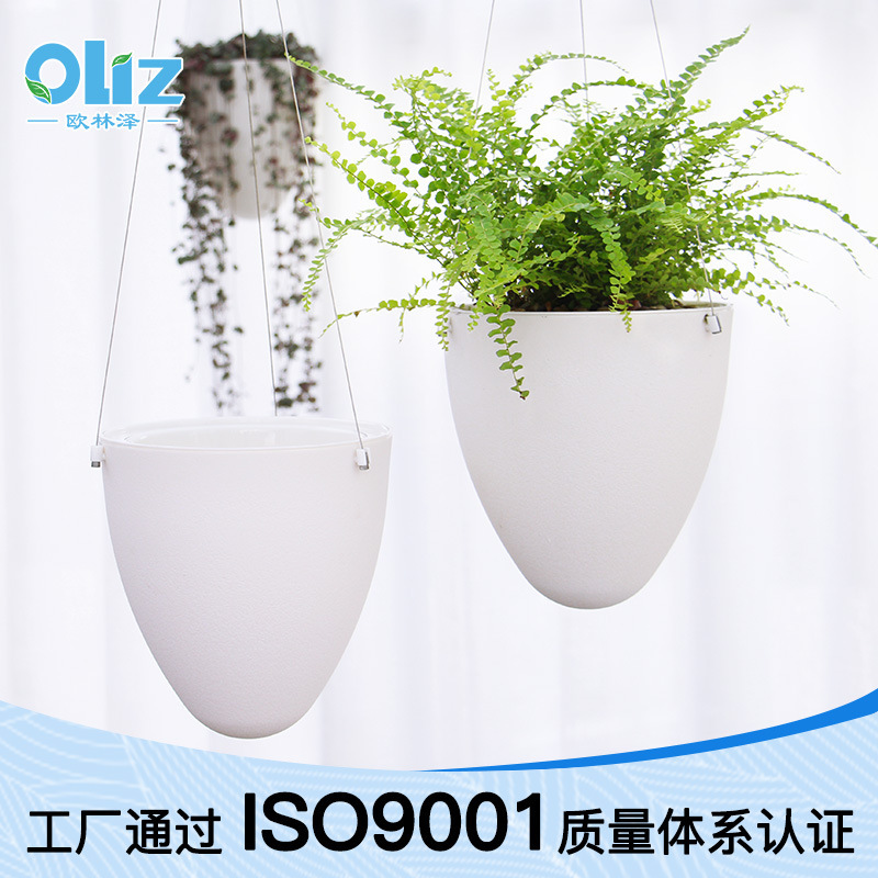 Cross-border Olinze flowerpot wholesale factory D egg-shaped hanging pot plastic lazy flower pot in stock Amazon gardening