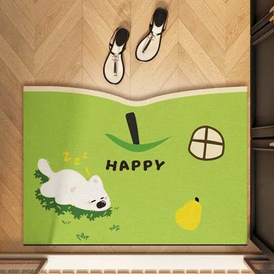 Avtomobil döşəmə paspasları — diatomaceous earth - green-grass-diatom-mud-bathroom-mat-irregular-shape-4060cmupgraded-diatomaceous-mud