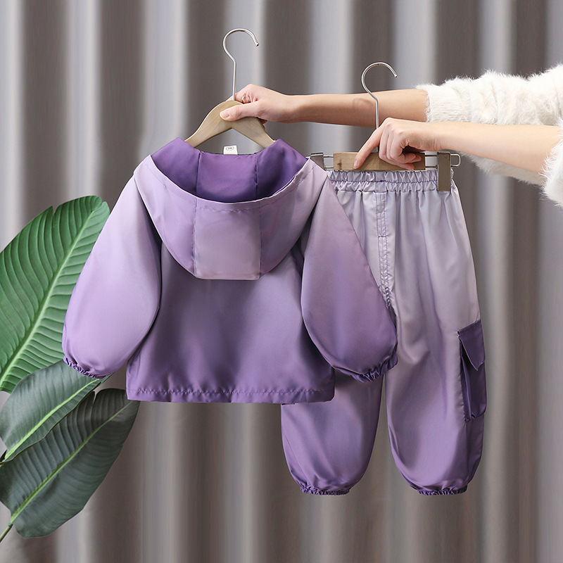 7666 Traje de color degradado para niños 2025 nueva ropa de primavera y otoño ropa de celebridades de Internet de moda para niños primavera de dos piezas primavera