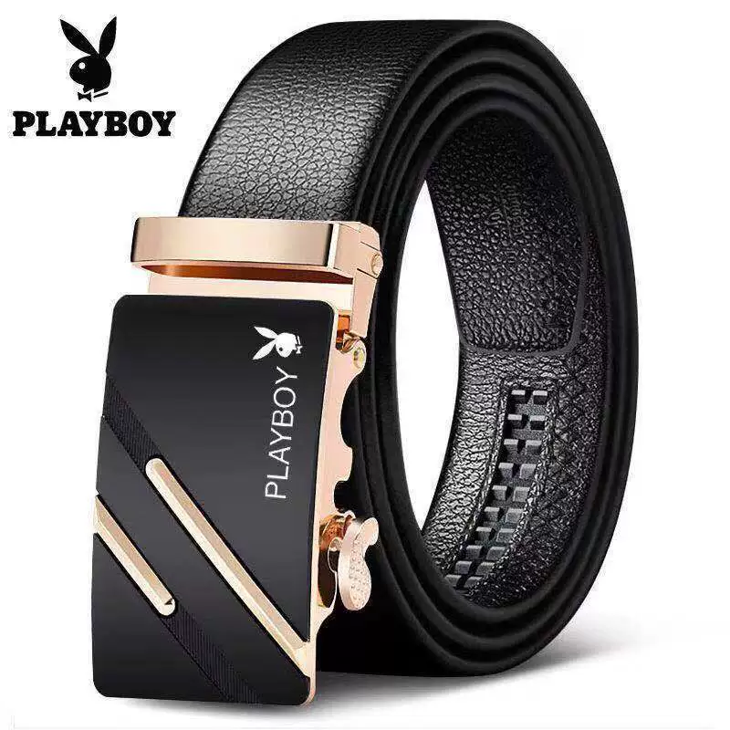 Кожаный ремень мужской Playboy, пряжка, высокие брюки