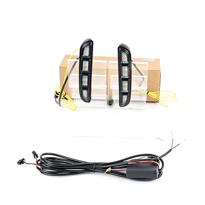 Suitable for 2022 Honda 10.5 generation Accord daytime running light modification, 10.5 generation LED white light front bumper fog light assembly (Gündüz işıqları) - three-colors-normal-white-light-turn-signal-yellow-light-ice-blue-left-and-right-one-set