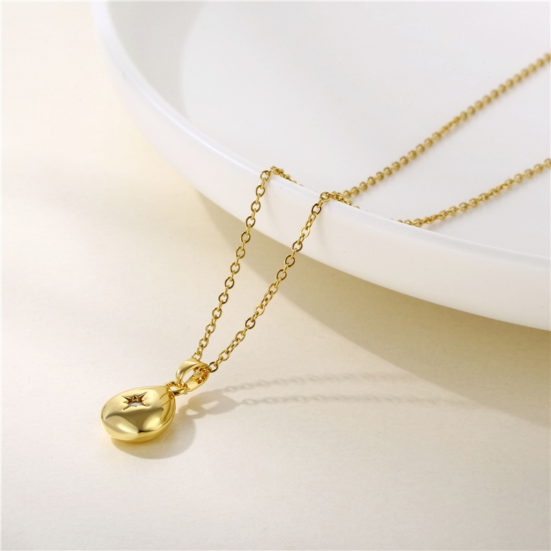 Stainless Steel Simple Style IG Style Plating Inlay Water Droplets Zircon Pendant Necklace display picture 4