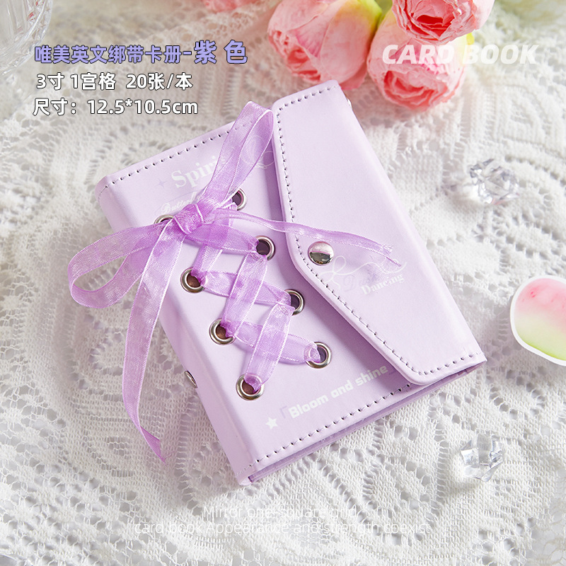 Hermoso estilo de cinta en inglés, un libro de tarjetas de cuadrícula, libro de almacenamiento de tarjetas pequeñas de celebridades de alto valor, álbum de fotos Polaroid, álbum conmemorativo