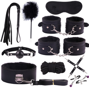SM foreign trade ten piece set leather fun suit plush suit binding 10 piece set alternative toy sex products