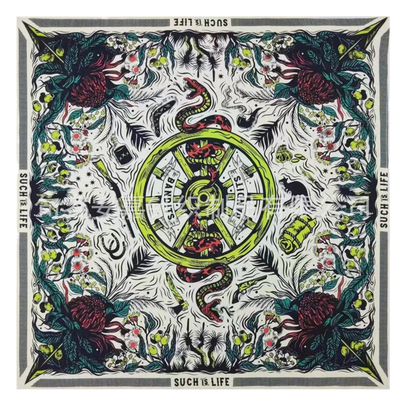 Factory spot cotton donut party printed headscarf versatile decorative square scarf