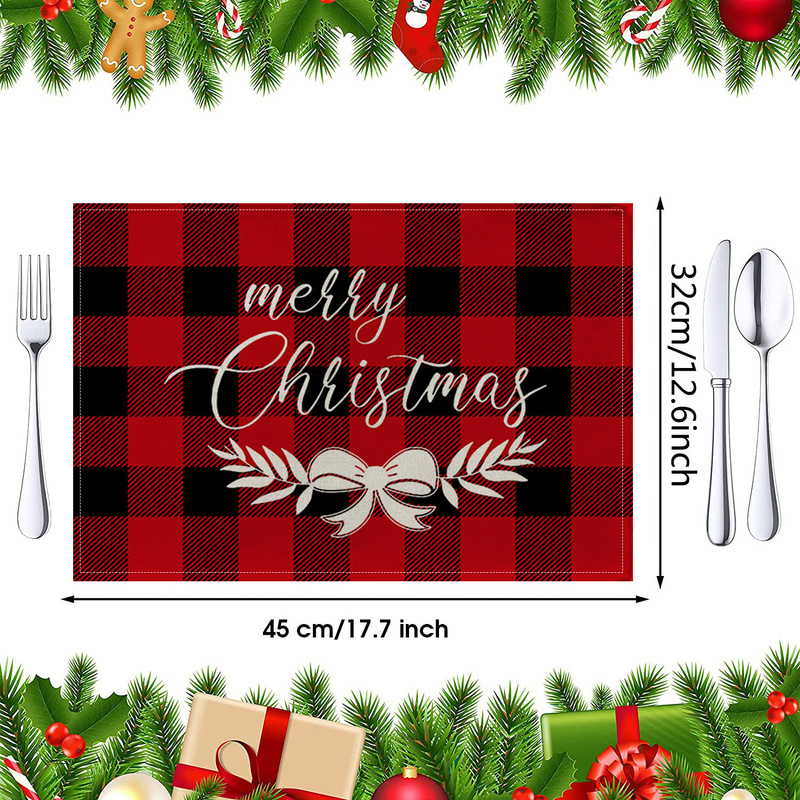 Jity Amazon 人気のクリスマスプレースマット レストラン雰囲気レイアウト テーブルマット リネンプリント断熱マット 洋食マット|undefined