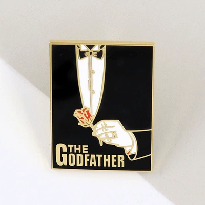 The Godfather Mafia Corleone Family Black Suit Metal Badge Novel Movie Merchandise Brooch Accessory Gold