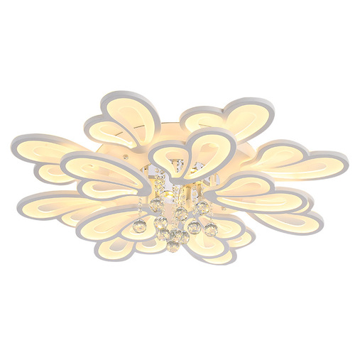 Petal Flush Mount LED Iron Craft Crystal Bedside Lamp Modern Simple Study Hall Exhibition Hotel Restaurant Living Room Lamp