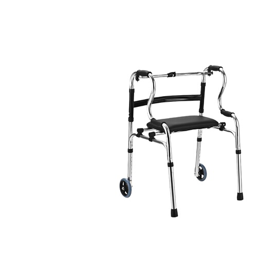 Senior walker with height adjustment and folding, aluminum alloy four-legged learning walker cane chair for the elderly and disabled