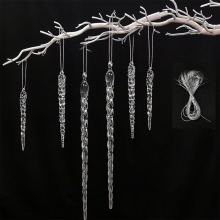 厂家供应仿真冰条套装批发圣诞节日布置圣诞树水晶冰条diy挂件