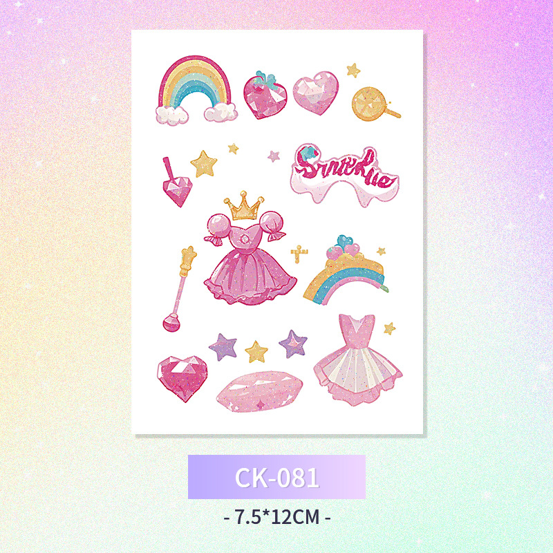 Glitter mariposa cara pegatinas tatuaje pegatinas hadas lavable impermeable de larga duración lindo unicornio ciervo Luna Estrella Planeta