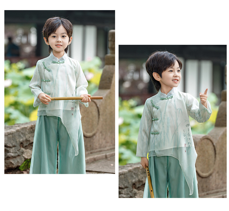 Boy's Hanfu children's clothing 2024 New Spring boy's ancient style spring clothes improved national style Tang suit spring and autumn performance clothes