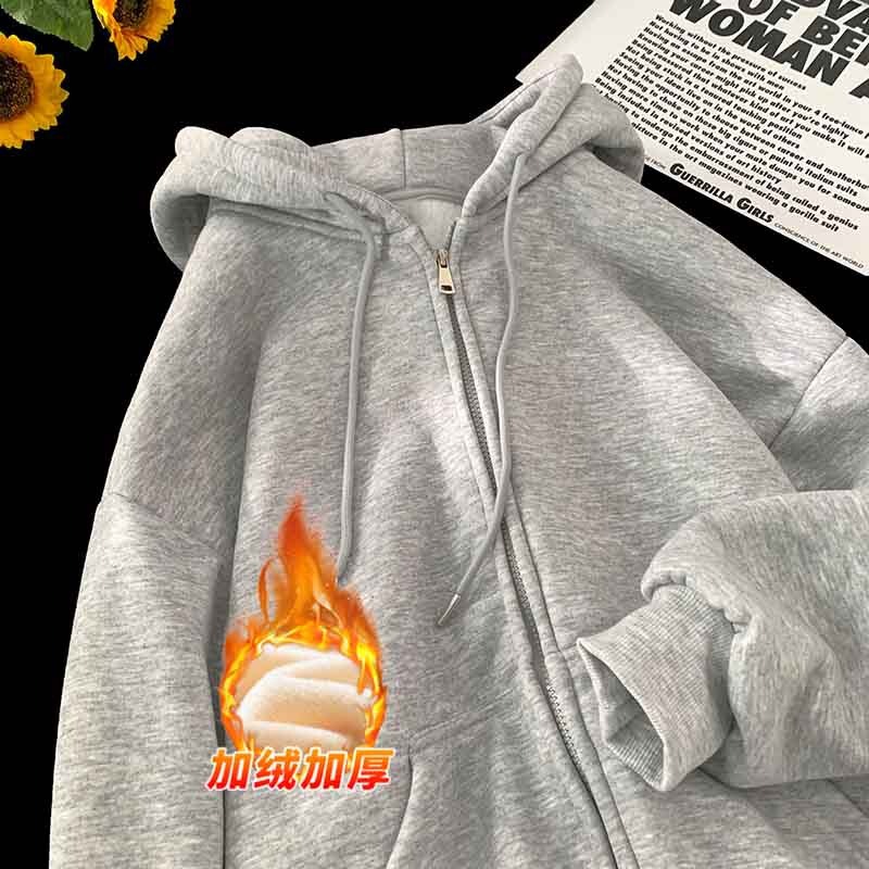Fleece-Lined Thick Cotton Hooded Cardigan Sweatshirt for Men, Winter Large Size Zip-Up Jacket for Women, Warm Pocket Top, Export Fleece-Lined Thick Cotton Hooded Cardigan Sweatshirt for Men, Winter Large Size Zip-Up Jacket for Women, Warm Pocket Top, Export