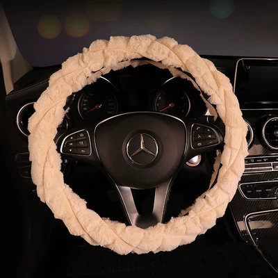 Cover Winter Plush Warm | Steering wheel cover - plush-style-round-pure-pink-38cm