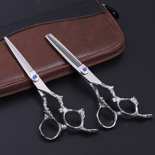Wholesale Barber Scissors, Dragon Handle, High Blue Screw Handle, Stainless Steel Hair Thinning Scissors, Flat Scissors, Hairdressing Scissors