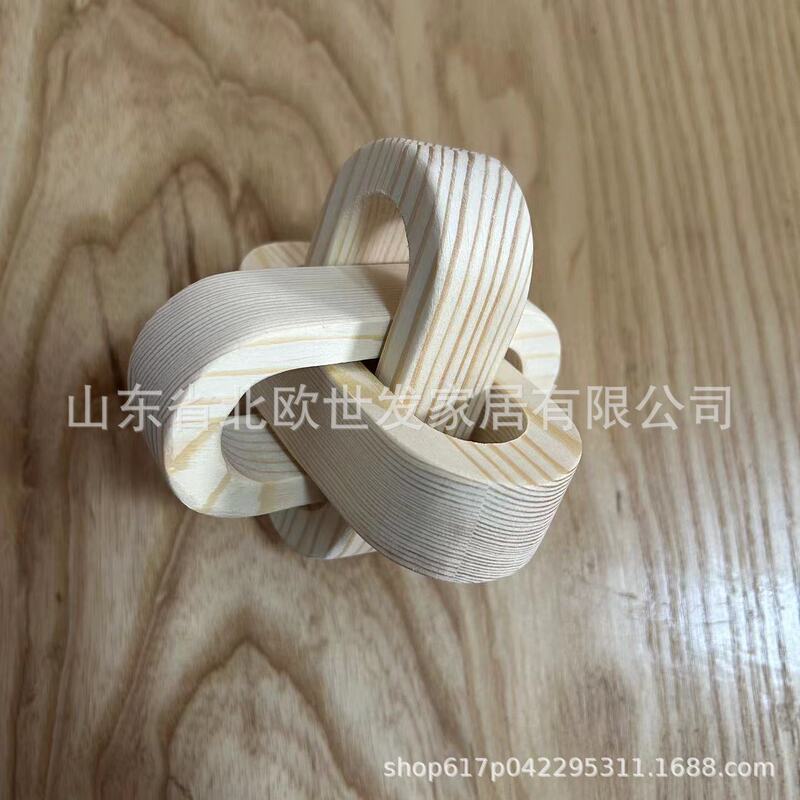 木製チェーン工芸品三環ボタン木製家庭芸術置物3環楕円木結三環チェーン|undefined