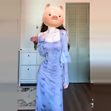 ��ɫ�����黨����ȹ��Ůװ�ļ�2025�¿ʽ���ʺ��߶ȼٳ�ȹ��װ