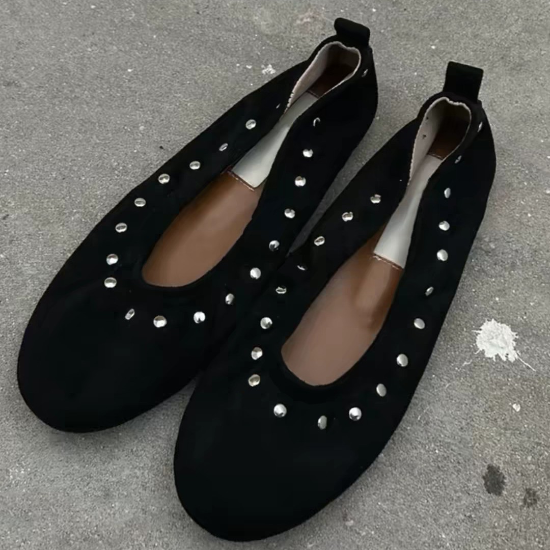 2026 Rivet Round-toe Ballet Flats Slip-on Flat Shoes Shallow...