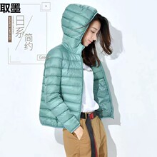 外贸女士轻薄棉衣2024女士短款修身轻薄款小棉衣女款立领女款连帽