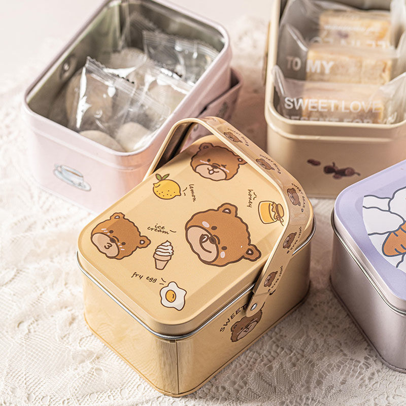 rectangle Iron box snacks Box Storage Tin box Cans candy Storage box lovely jewelry portable Empty Box