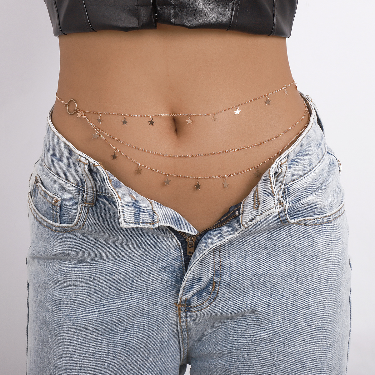 Fashion Pentagram CCB Iron Plating Waist Chain