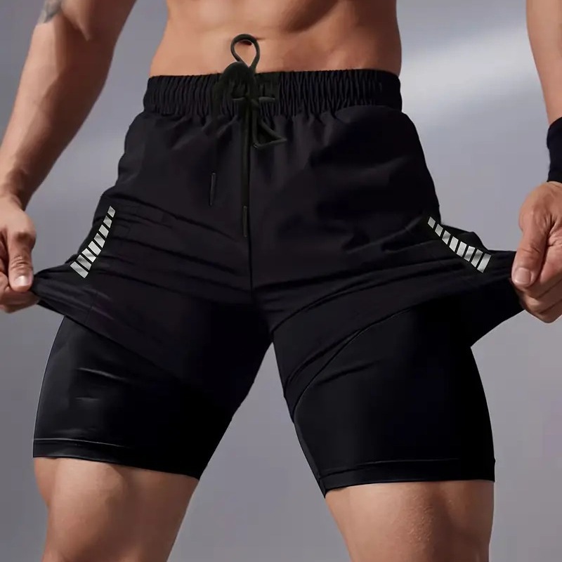 Men's Clothing Athletic Pants Casual Outdoor Breathable Multi Pocket Double Layer Shorts Muscular Design_viptrois.com