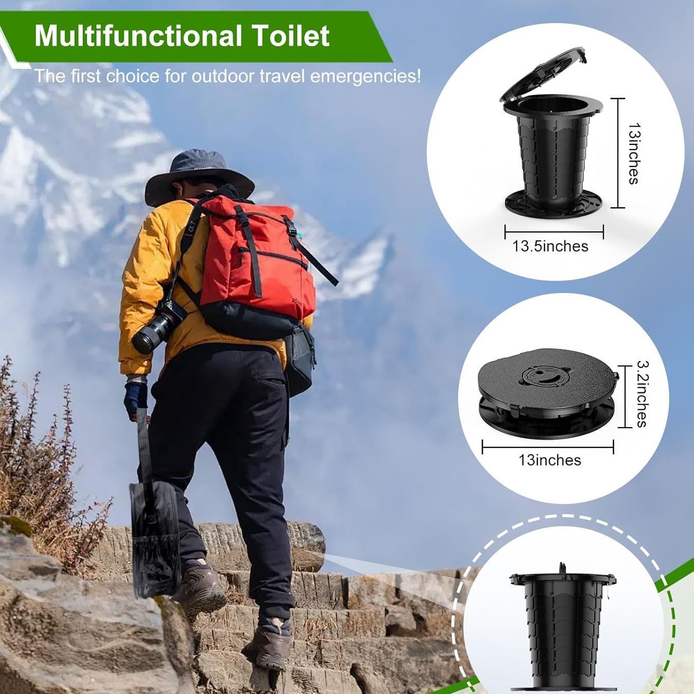 便携式10代小马桶折叠车载野外露营应急厕所垃圾桶小凳可调节批发