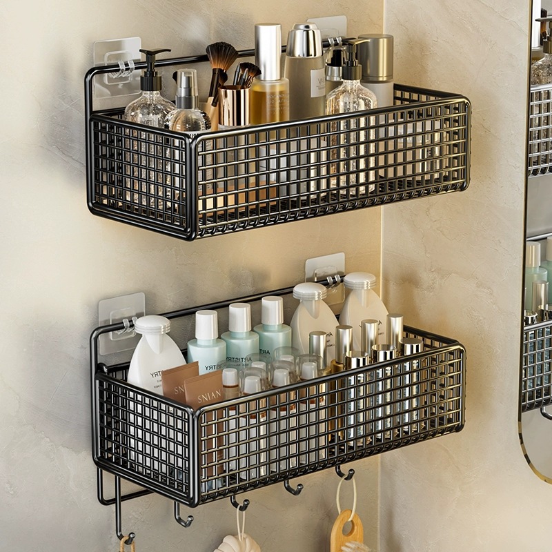 Finishing Bathroom Storage Rack Punch-Free Storage Rack Household Bathroom Wall-Mounted Storage Large Washstand None