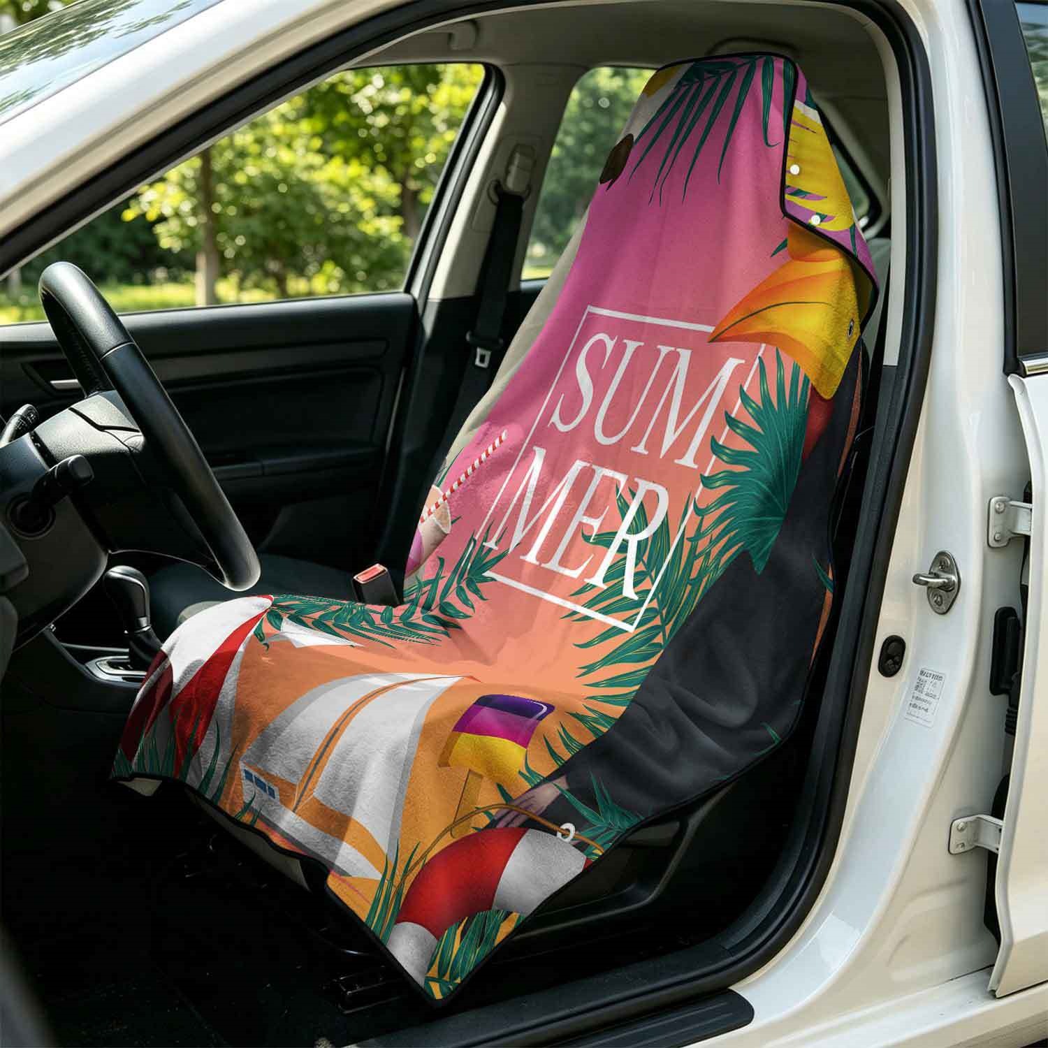 Summer bath towel and car seat cover 2-in-1, ultra-fine fiber outdoor beach and car dual-use universal seat cushion