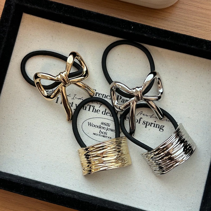 20g Weight Hair Tie Hair Accessories Type 1 Piece Quantity Holiday, Daily, Street Occasion Alloy Material Bow Knot Pattern Women's Gender French Style, IG Style Style Women's IG Style French Style Bow Knot Alloy Hair Tie 1