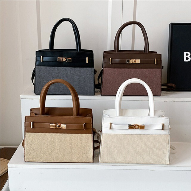 2026 New Style Women's Color-Blocking Handbag, Fashionable High-Quality Texture, Cross-Border Single-Shoulder Crossbody Commuter Small Square Bag 2026 New Style Women's Color-Blocking Handbag, Fashionable High-Quality Texture, Cross-Border Single-Shoulder Crossbody Commuter Small Square Bag