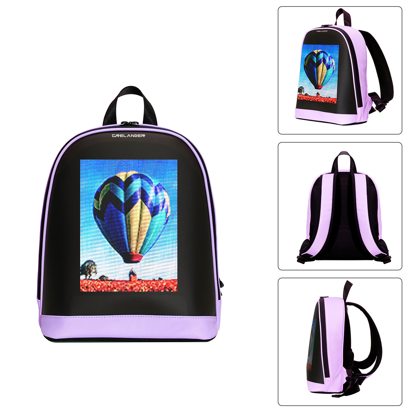 Mochila LED de Píxeles para Mujer de PU Resistente al Desgaste para Viajes de Ocio