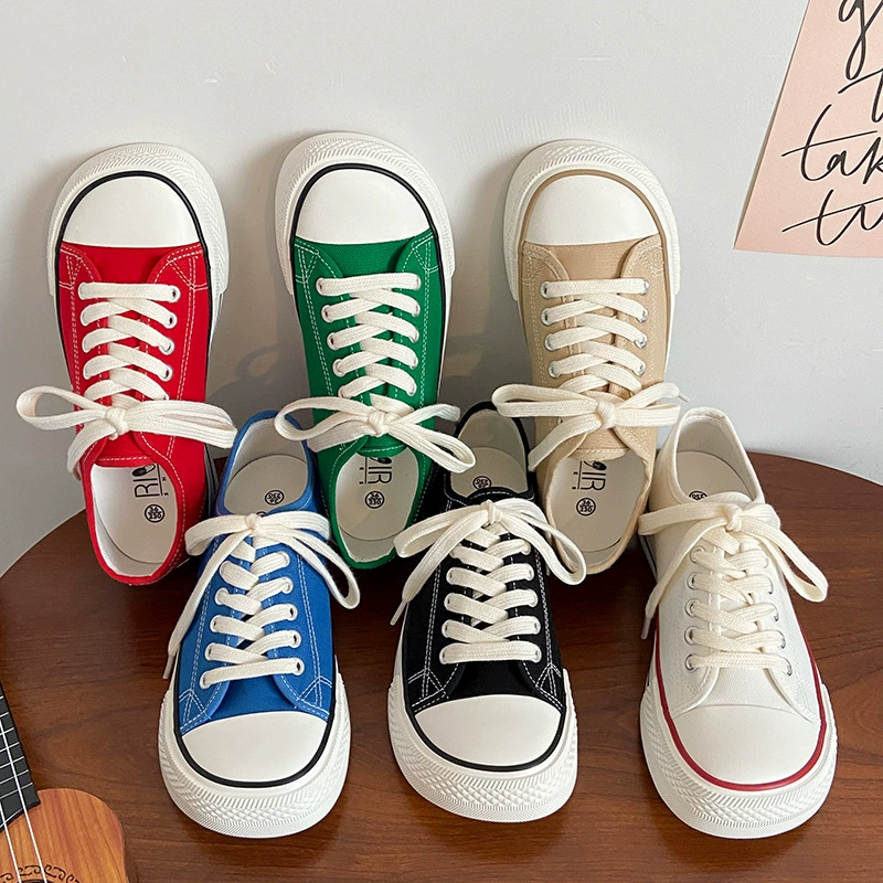 Весна 2022 в универсальном Корейском стиле парусиновые женские туфли на толстой подошве ретро классические новые цветные уличные туфли