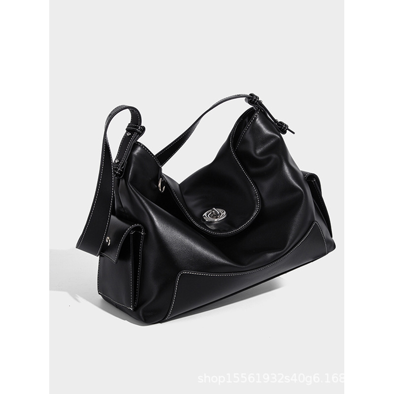 Niche Design Large Capacity Hobo Bag, Black Soft Leather Underarm Bag For Women, 2026 New Commuter Versatile Shoulder Bag - Thumbnail 3