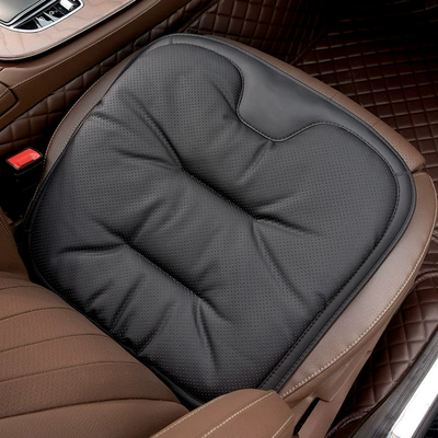Cross-Border New Model Car Seat Cushion, Nappa Leather, High-End Feel, Thickened Non-Slip Five-Seater Front and Rear Seat Cushion (Seat cushion, seat cover) - perforated-leather-premium-black-front-seat-cushion-single