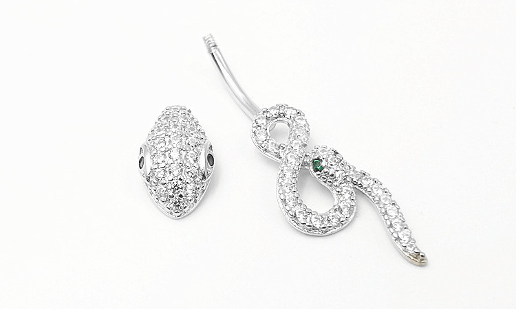 European Zodiac Zircon Snake Belly Button Ring In 925 Silver_voghion.com