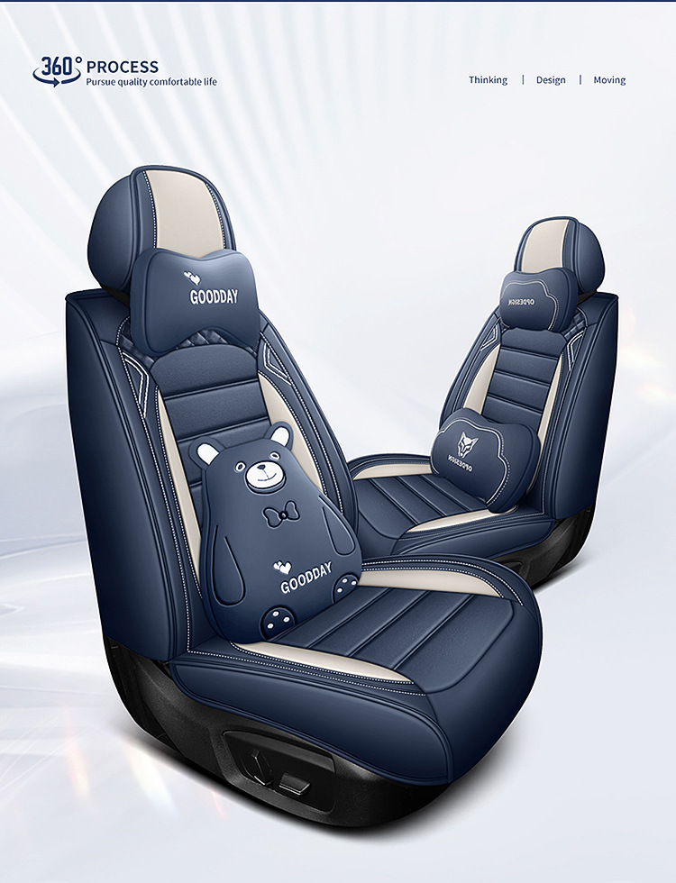Full-Coverage Car Seat Covers for Five Seats, All-Season Universal Seat Cushions, Full Leather Breathable Trendy Fixed Lumbar Support Seat Covers