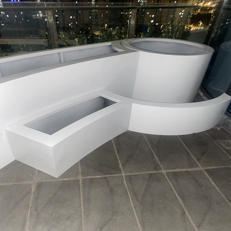 Изготовление цветочного ящика из нержавеющей стали, изготовление металлических круглых резных и сварных конструкций, ограждение клумбы из Шанхайской подпорной доски