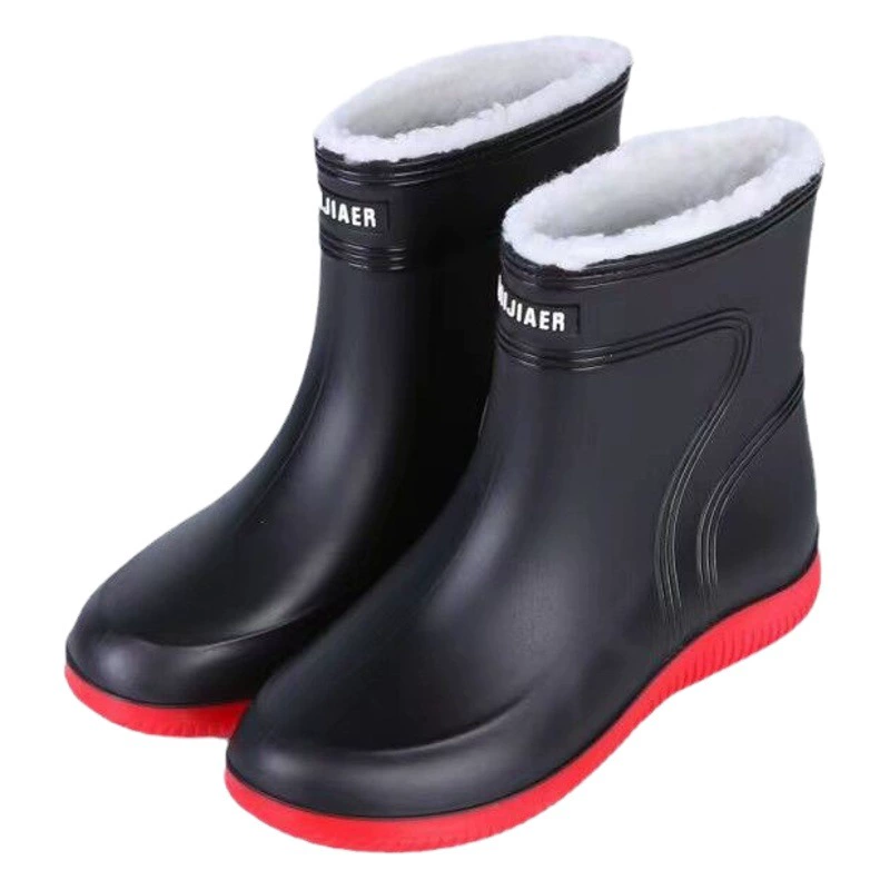 Однослойная обувь с хлопковой подкладкой, теплая бархатная обувь с фиксированным шнурком, мужские и женские резиновые сапоги, водонепроницаемая нескользящая обувь для четырех сезонов, износостойкая обувь для автомойки, кухонная обувь